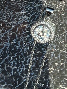 #117 18K White Gold Plated 2CTW Moisannite Pendant Necklace. GRA Cert